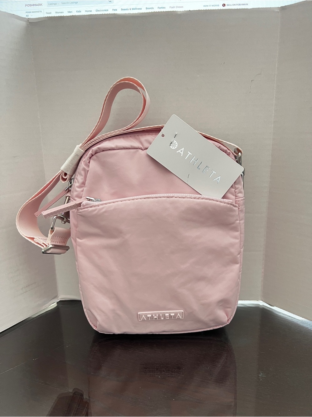 Athleta All About Vertical Crossbody Bag Pink Removable Strap
